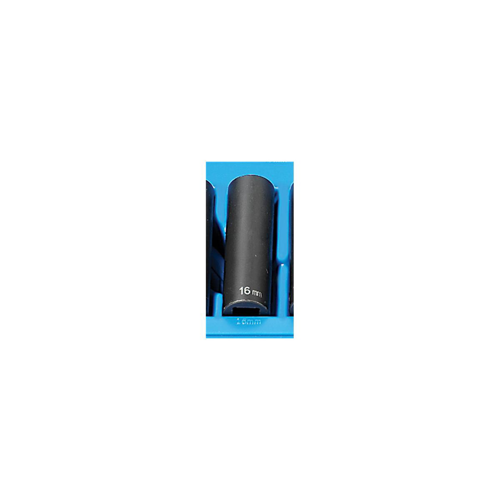 Grey Pneumatic Impact Socket — 16mm, 1/2in. Drive, 12-Point, Deep, Model# GRE2116MD